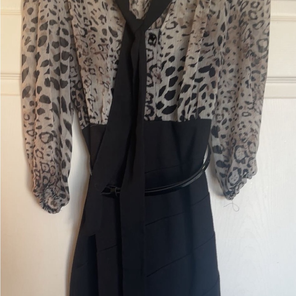 Elegant Black and Gray Leopard Print Dress